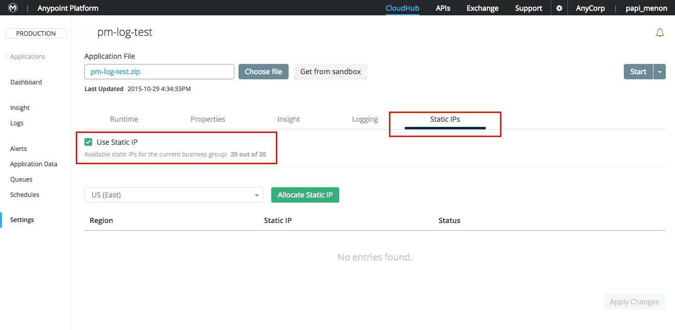 November 2015 CloudHub update now with selfservice static IPs