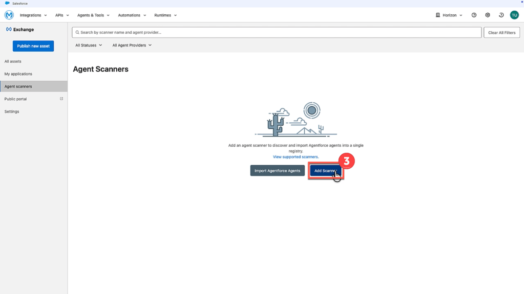 Click on Add Scanner in agent scanners tab