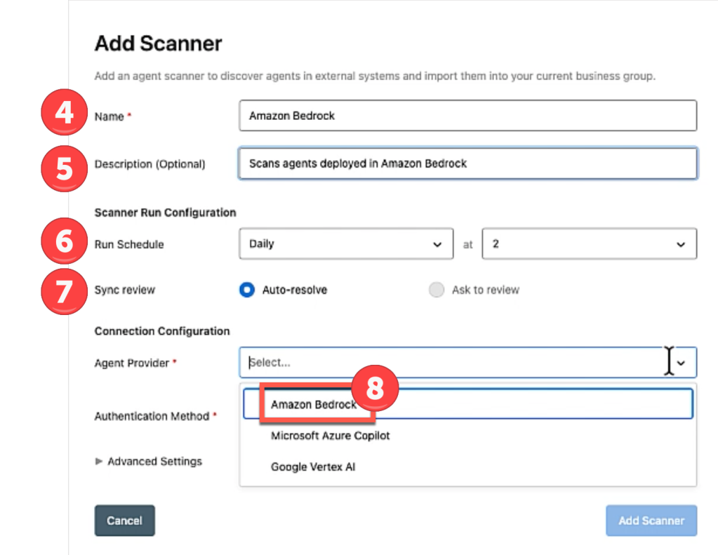 Scanner configuration page
