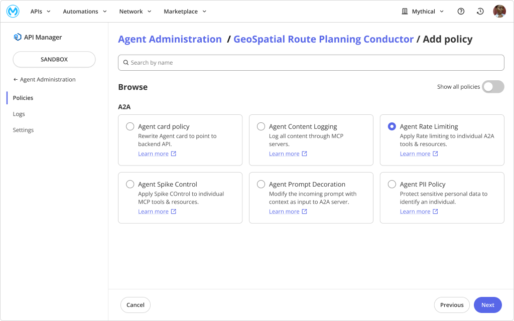 Image 7: Agent governance policies. 