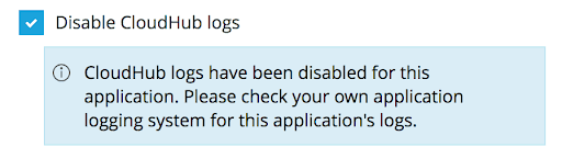 disable cloudhub logs screenshot