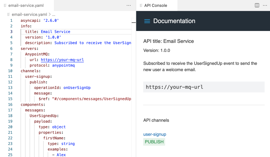 API console