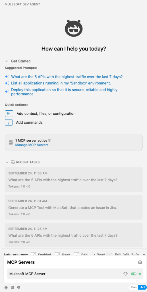 MuleSoft MCP server configured automatically within ACB