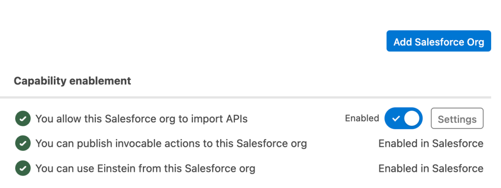 Enable Salesforce org connection