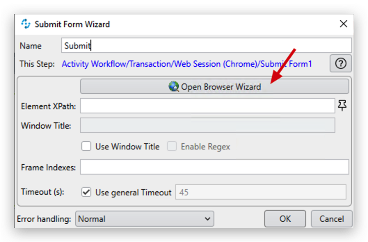 open browser wizard